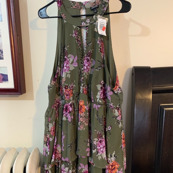 Floral halter dress with tiered skirt keyhole neck - Picture 5 of 6